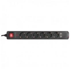 Bande De Protection Riello Thunder 6 Shukos + 2 Usb Avec Interrupteur Marche/arrêt